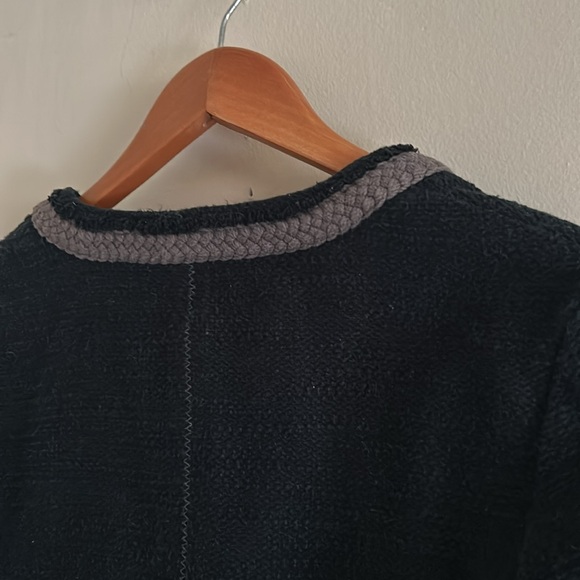 AEO Navy Thick Cotton Crew Neck Snap Front Raw Edge Cardigan Clueless Preppy - Picture 9 of 15
